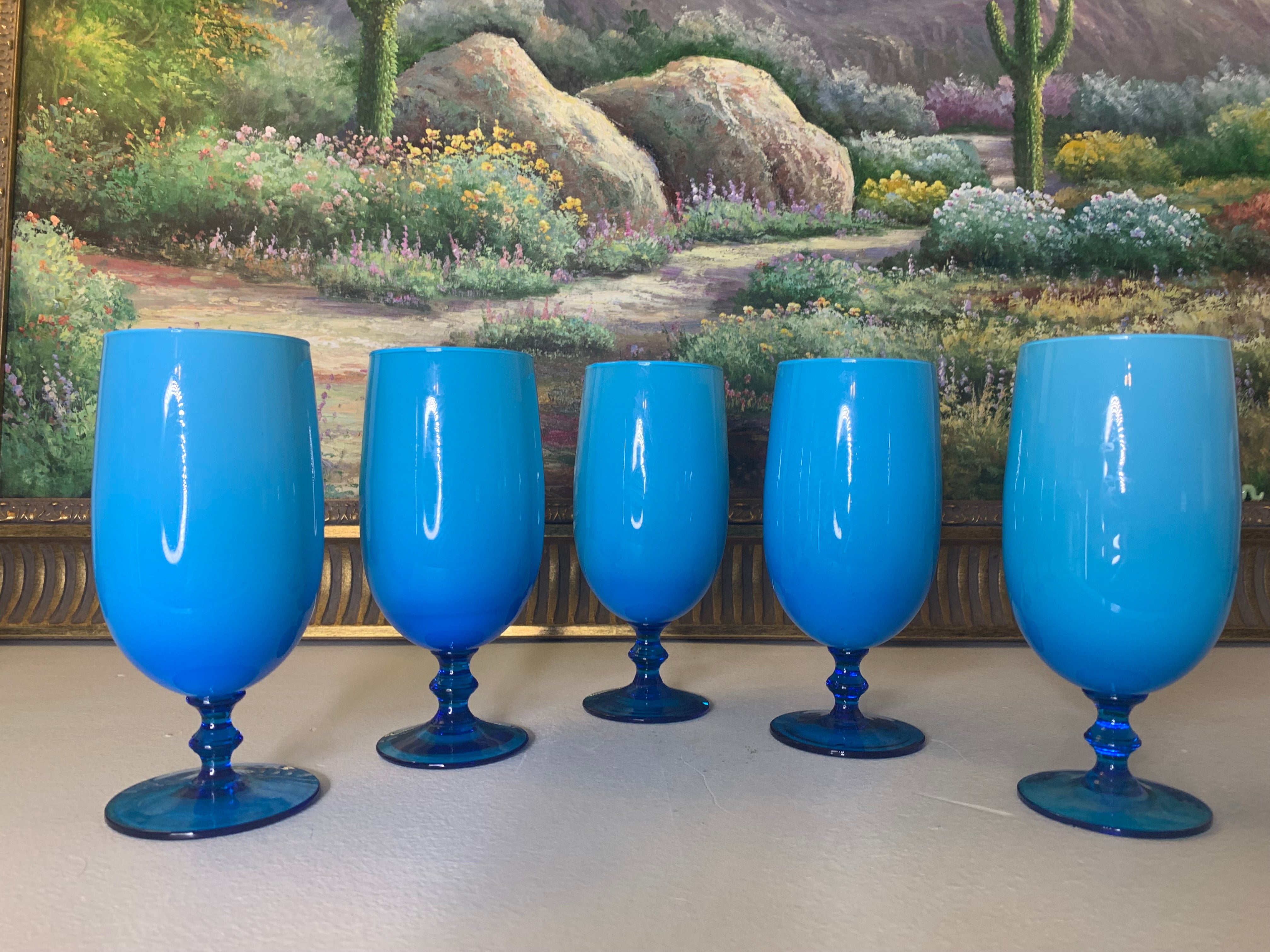 Stunning Italian Carlo Moretti Blue stemmed water glasses set of (5)! –  Lillian Grey