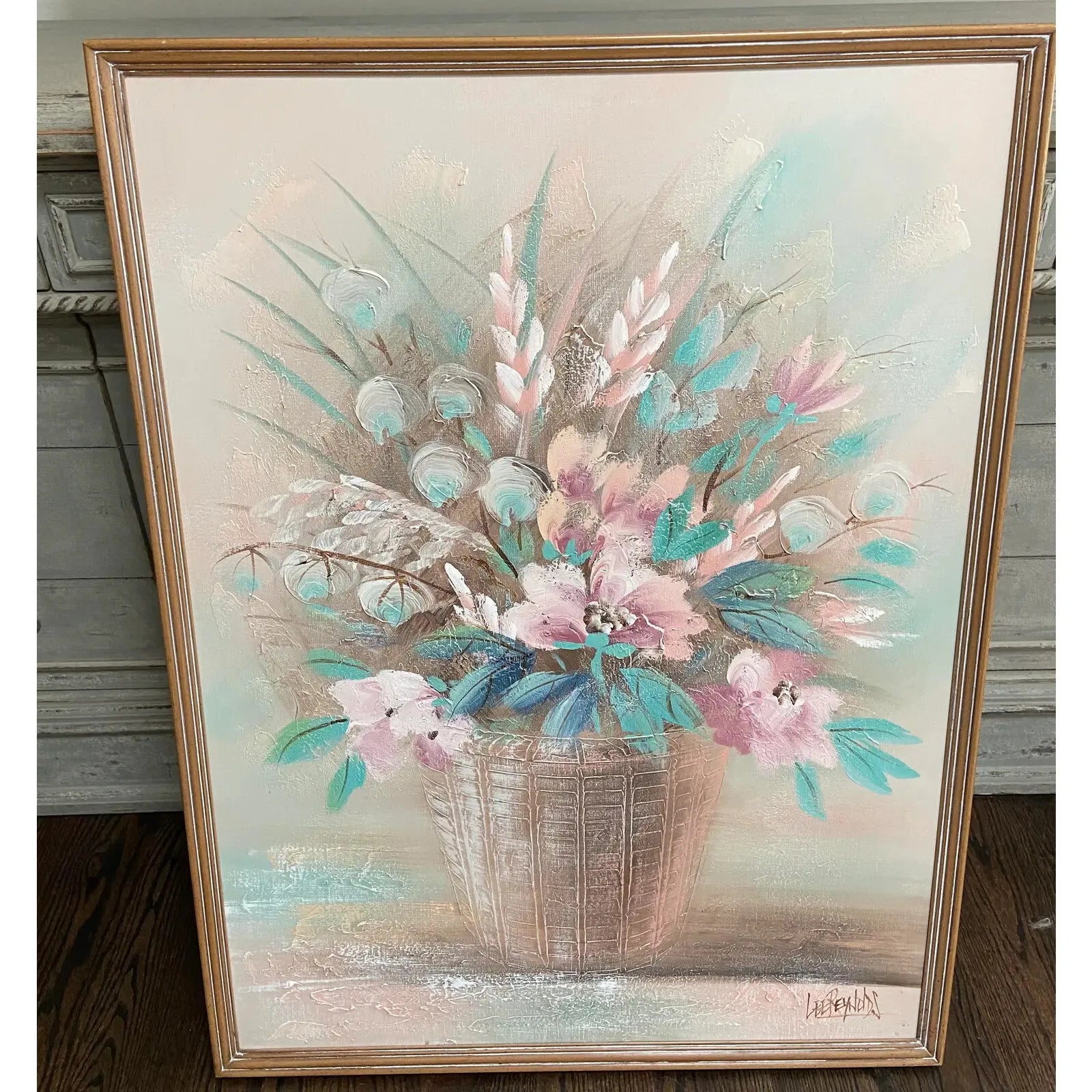 Large Vintage LEE REYNOLDS Framed Floral Still Life Oil Painting