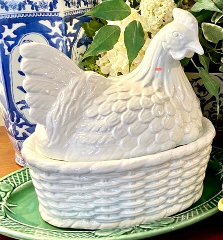 Vintage Stoneware Chicken Egg Basket