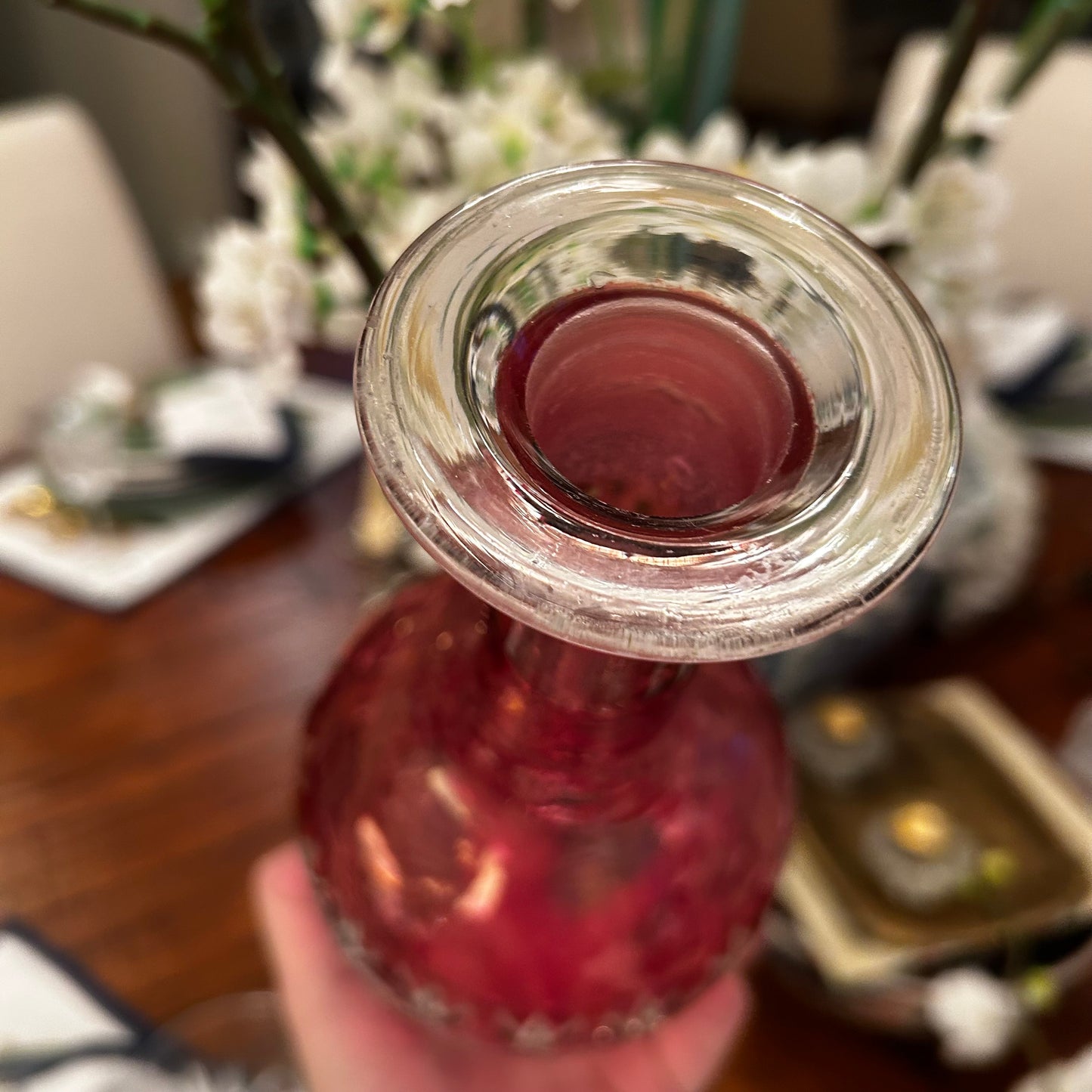 delightful vintage pink red cut crystal vase