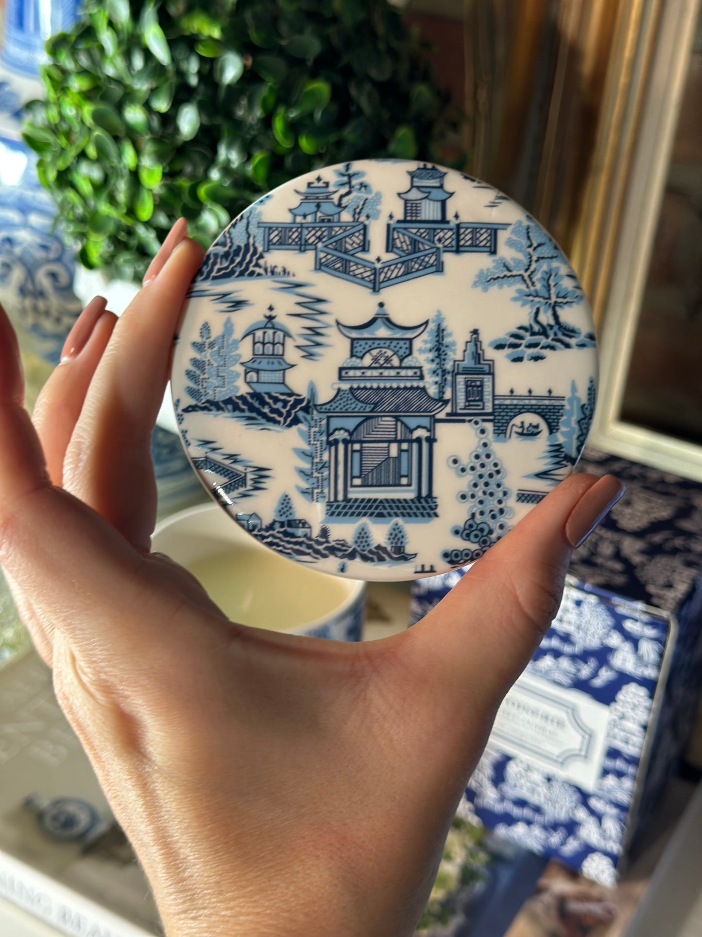 Blue & White Chinoiserie 3-Piece Gift Set: Candle, Bracelet, Ginger Jar Pack