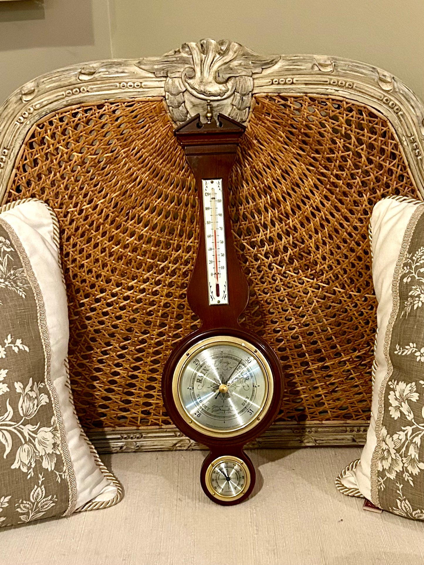 Elegant Wall Barometer in Brass and Glass by Taylor For Sale at 1stDibs