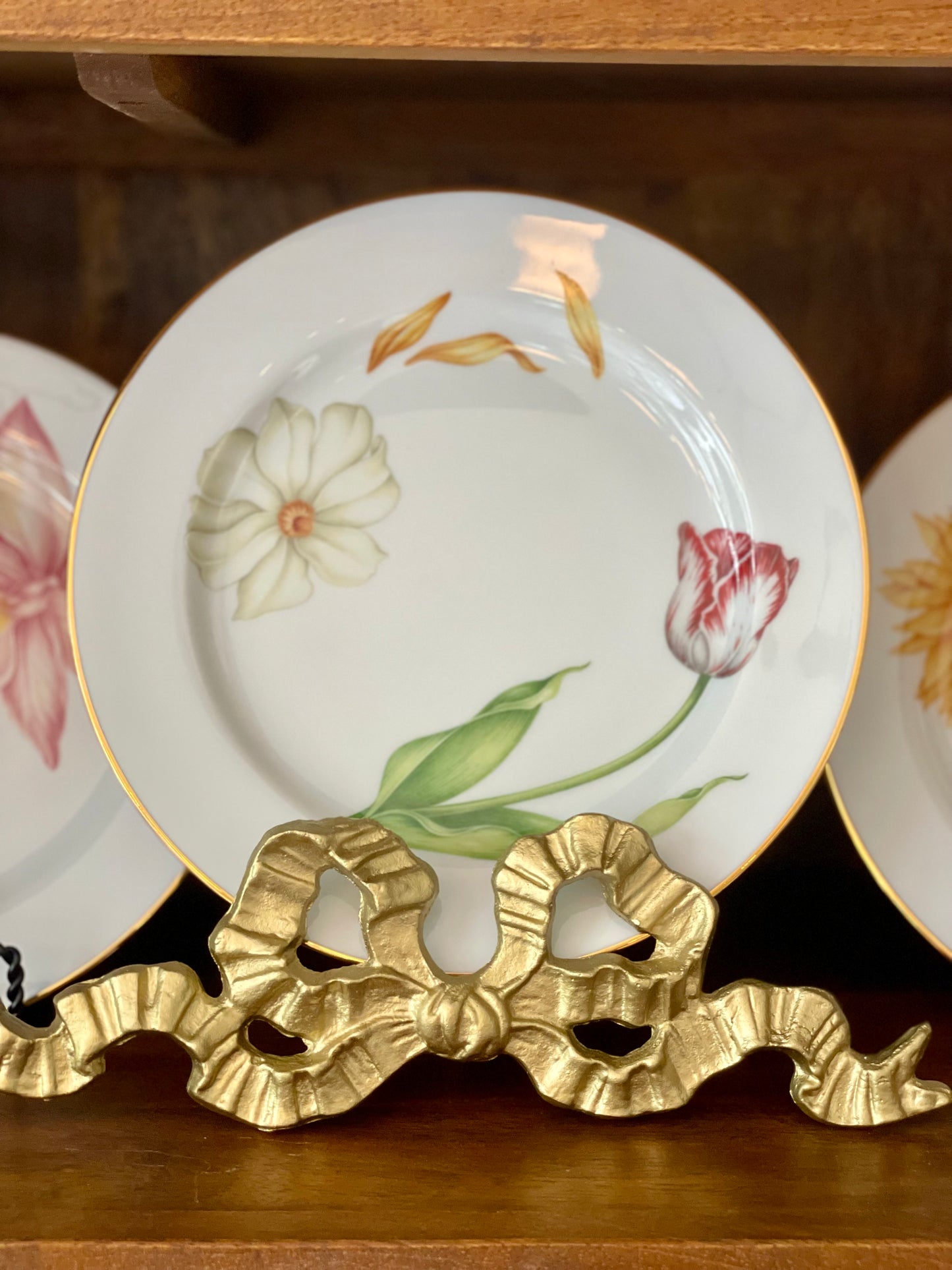 RARE Vintage Set of 4 Tiffany & Co Limoges Porcelain Flower Plates - Pristine!