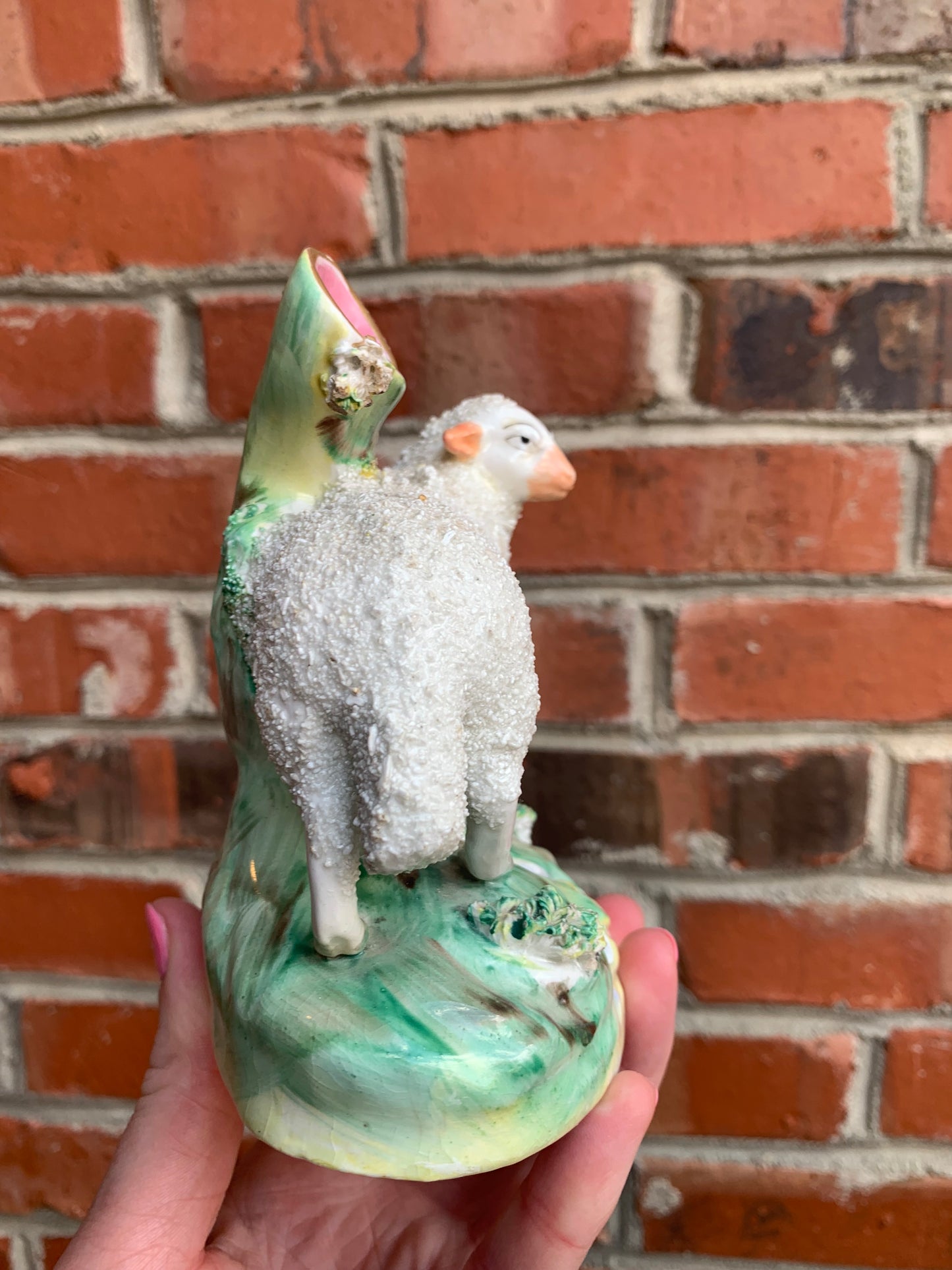 Staffordshire bud vase with one sheep!