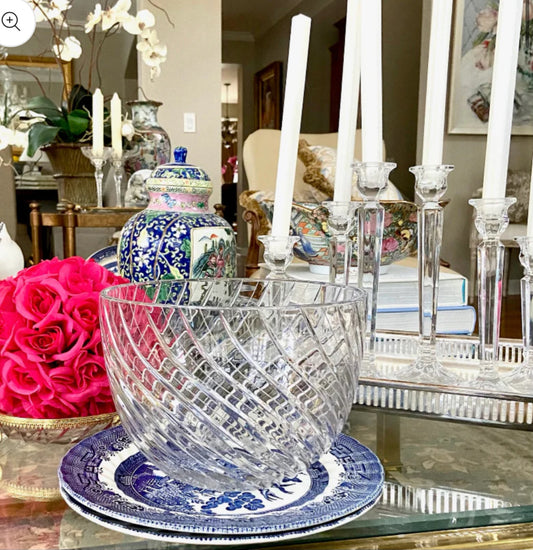 Brilliant vintage large  crystal large centerpiece bowl.