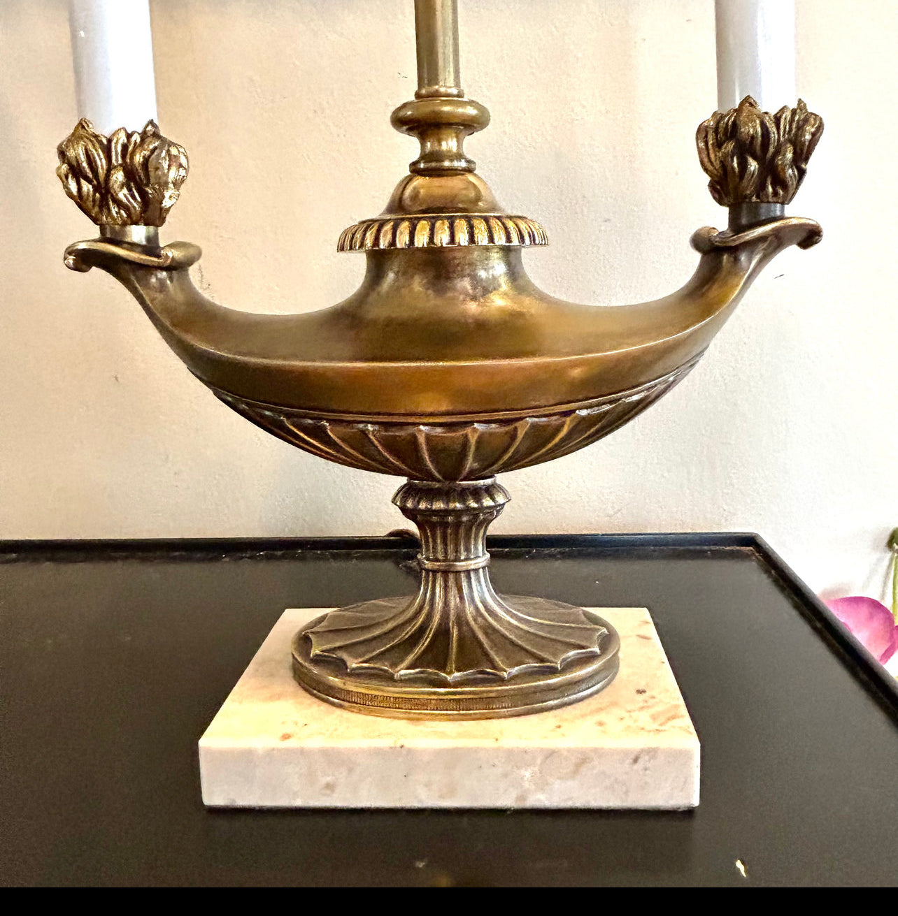 Rich Vintage brass marble boulette lamp