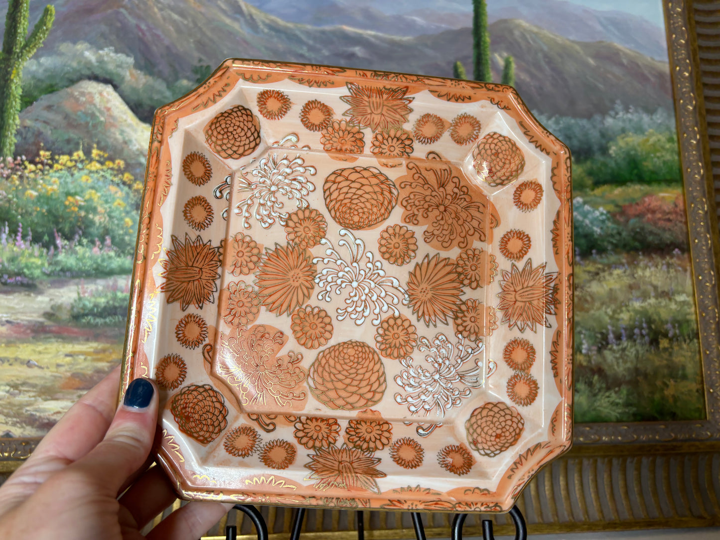 Chrysanthemum plate and bud vase set! - Excellent condition!