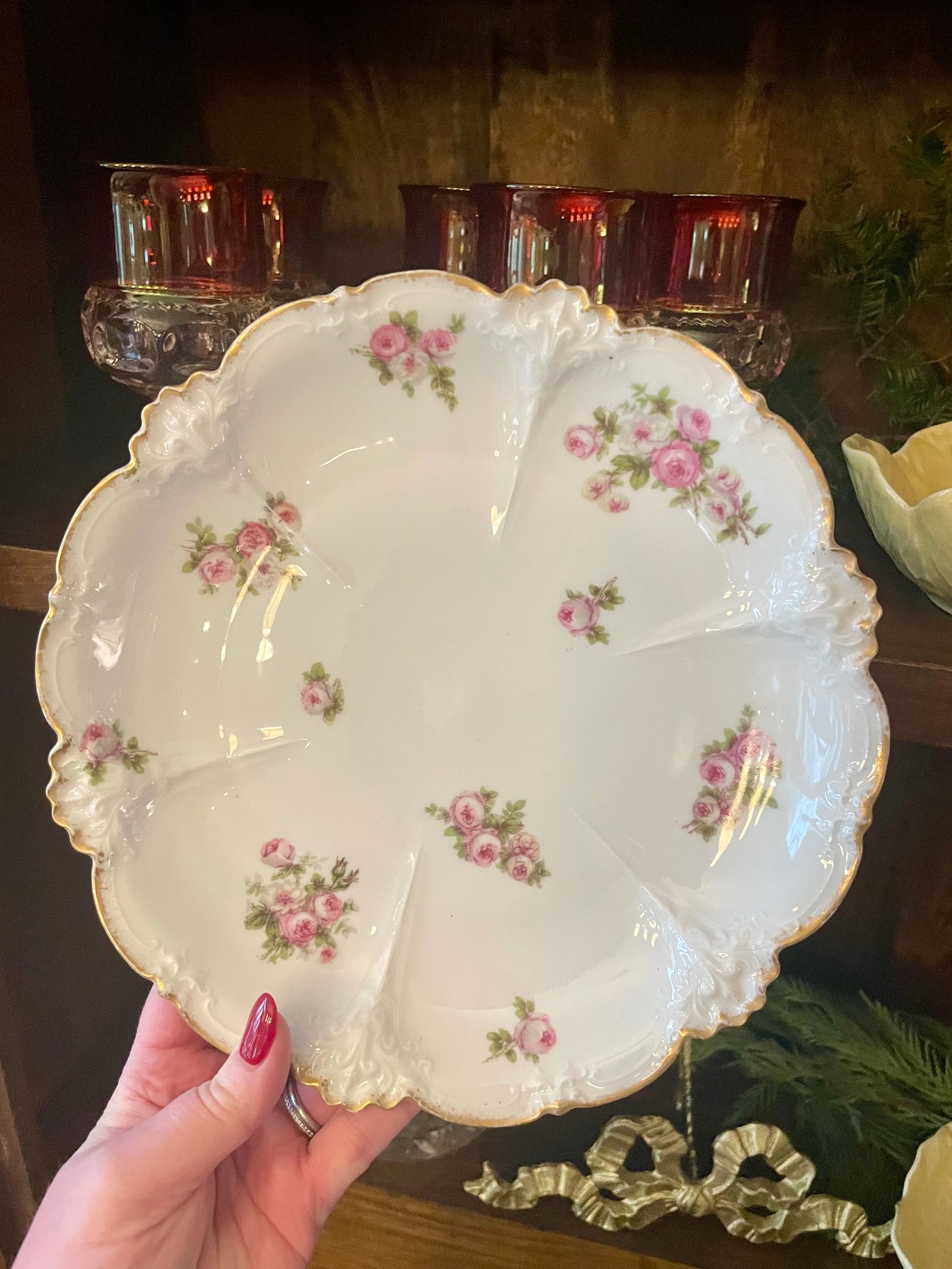 Live Sale 12/18 for Amy: Antique French Floral Oyster Plate