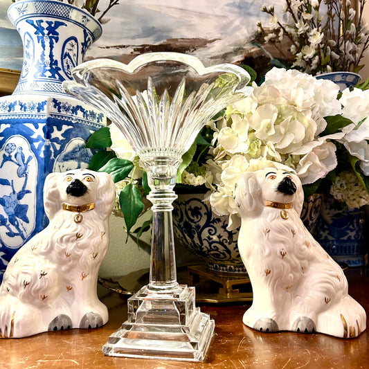 Statuesque sparkling crystal footed pedestal dish