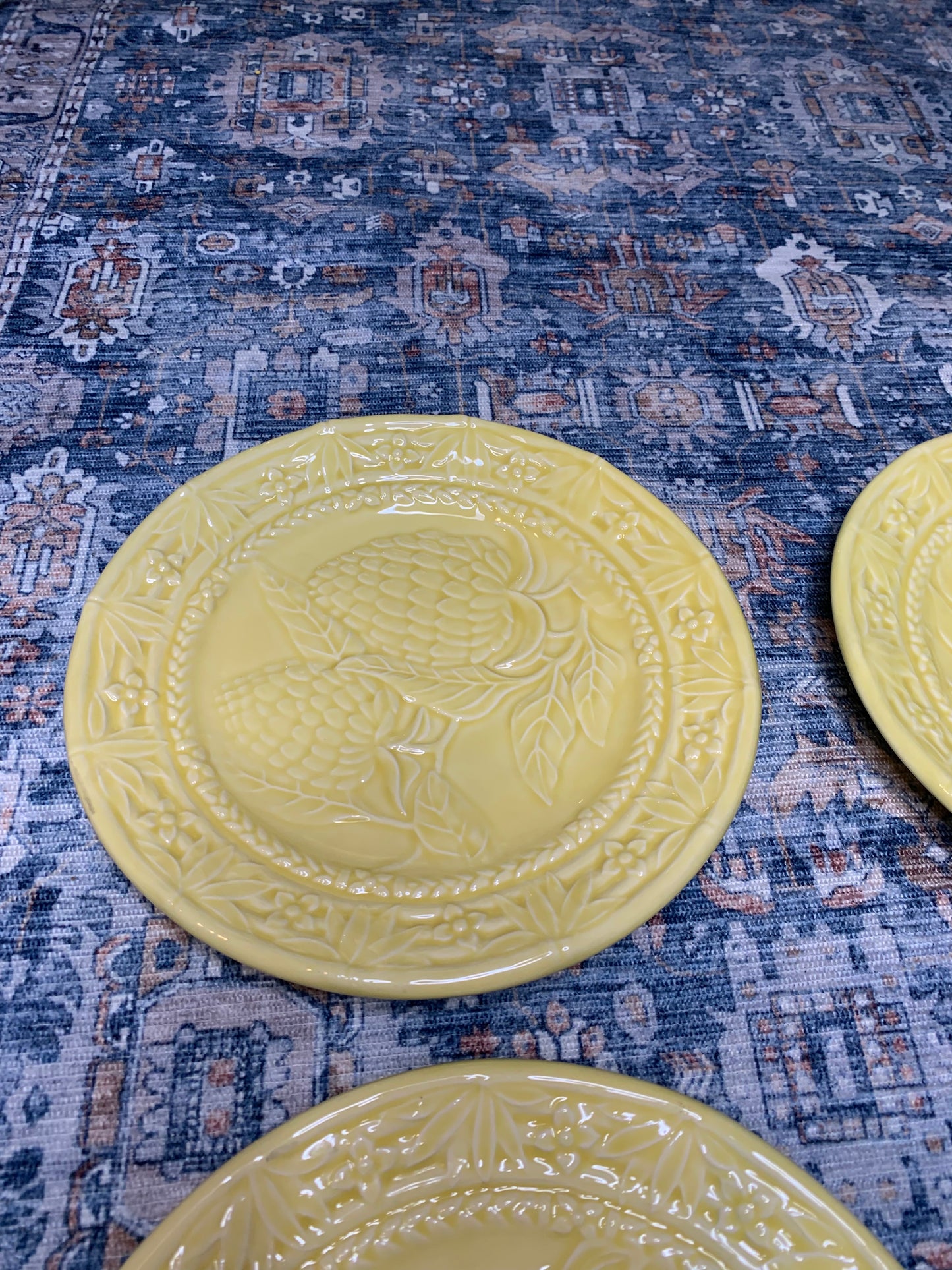 Bordallo Pinheiro set of 4 yellow salad plates!