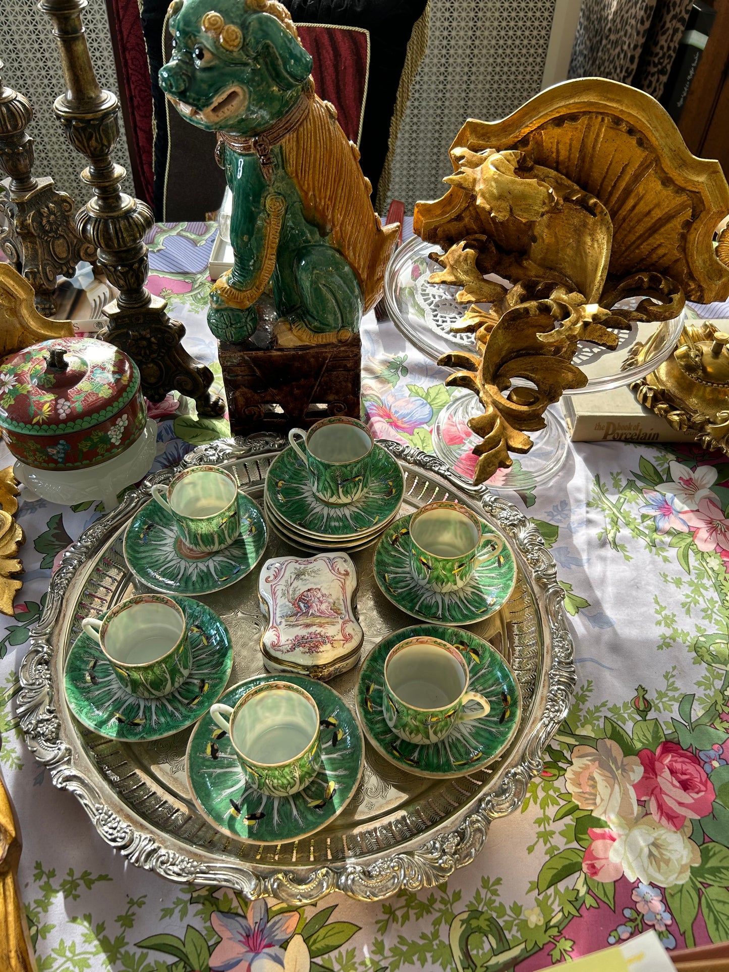 RM 11/1 Set of Eight Bok Choy Demitasse Cups and Saucers will split four cups!! 395.00/4