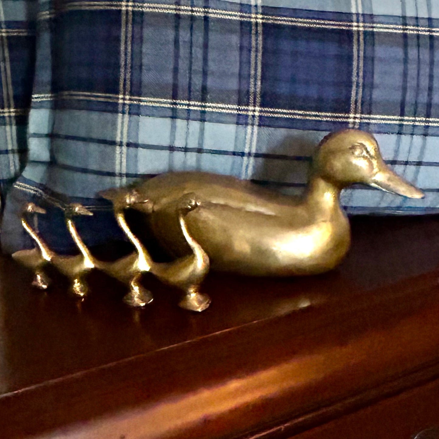 Ample  brass mallard duck desk shelf decor