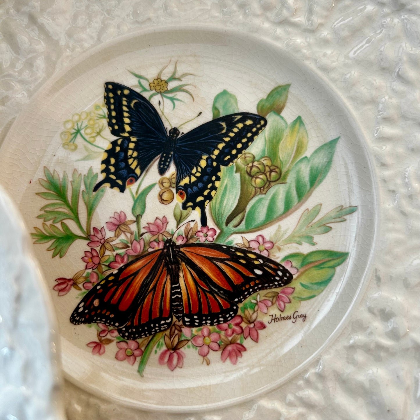 Set of 6 vintage designer butterfly plates By Henry Pausch of England