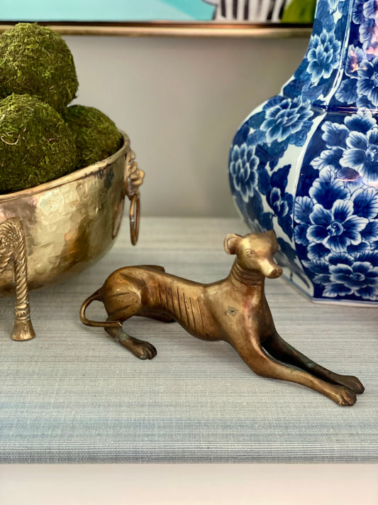 Mid-Century 11” Bronze Sculpture of a Posed Greyhound/Whippet