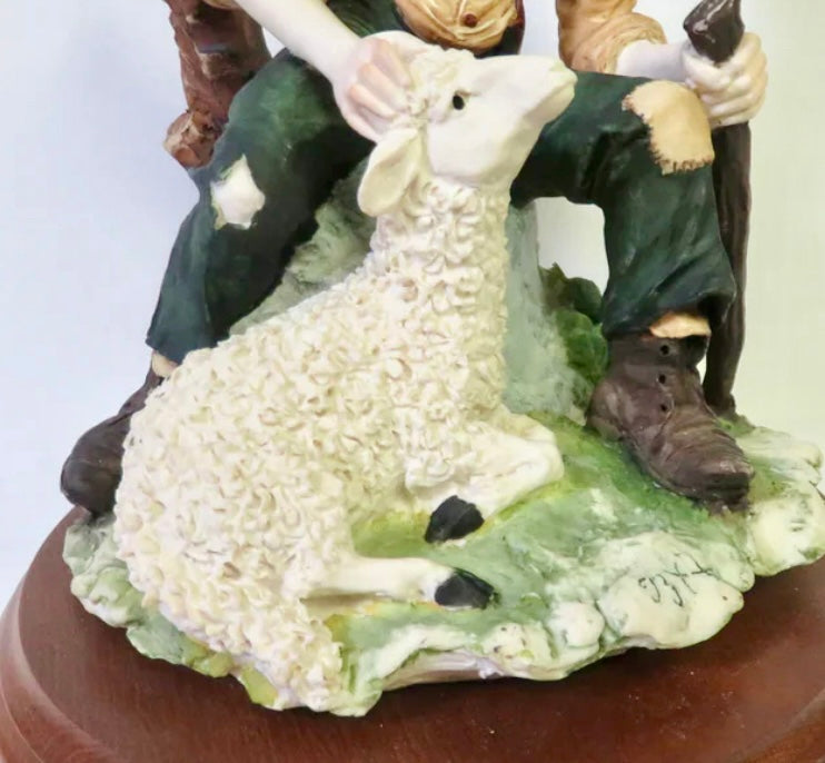 Designer Capodimonte of Italy tall boy & sheep figure statue