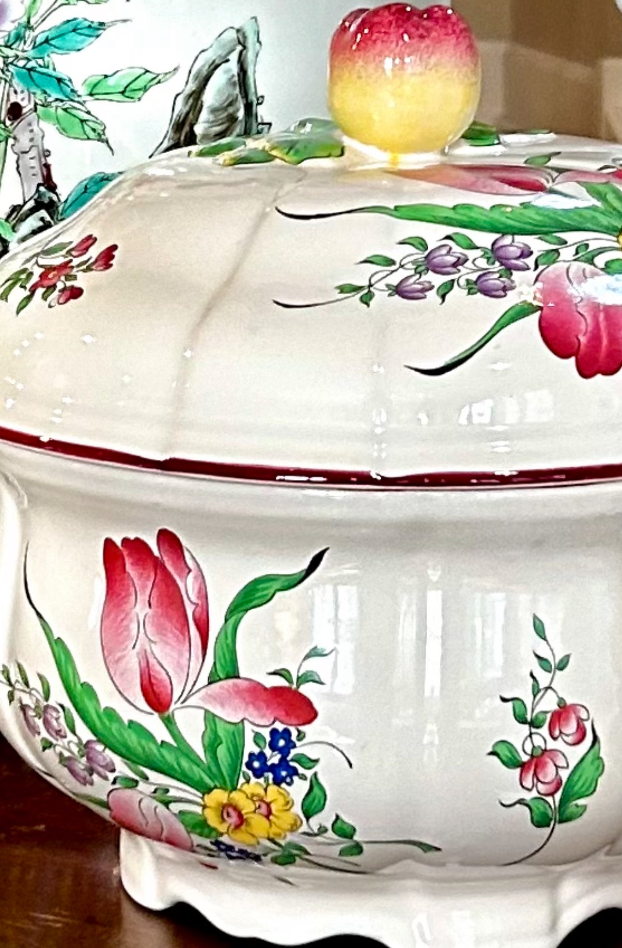 Gorgeous antique French LUNEVILLE of France botanical floral porcelain Tureen planter