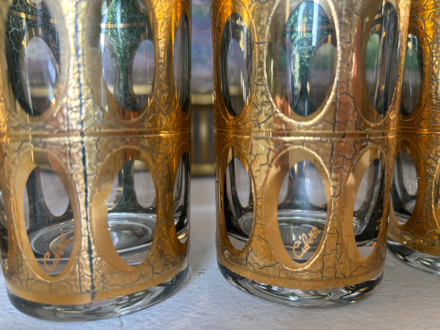 Stunning Culver Pisa 22k Gold highballs set of 6!