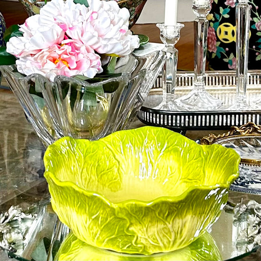 Chic chartreuse green cabbage ware centerpiece bowl