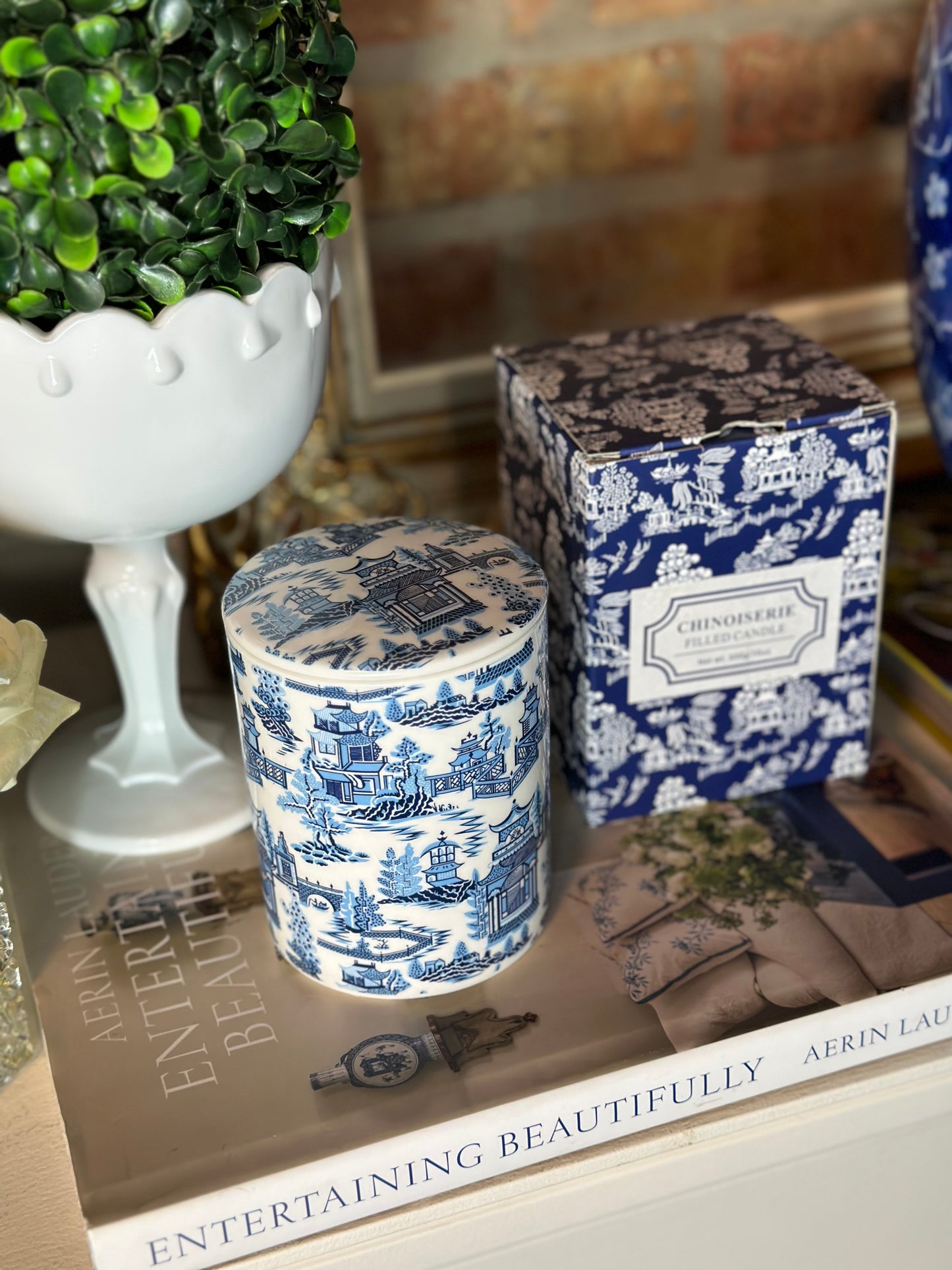 Blue & White Chinoiserie 3-Piece Gift Set: Candle, Bracelet, Ginger Jar Pack