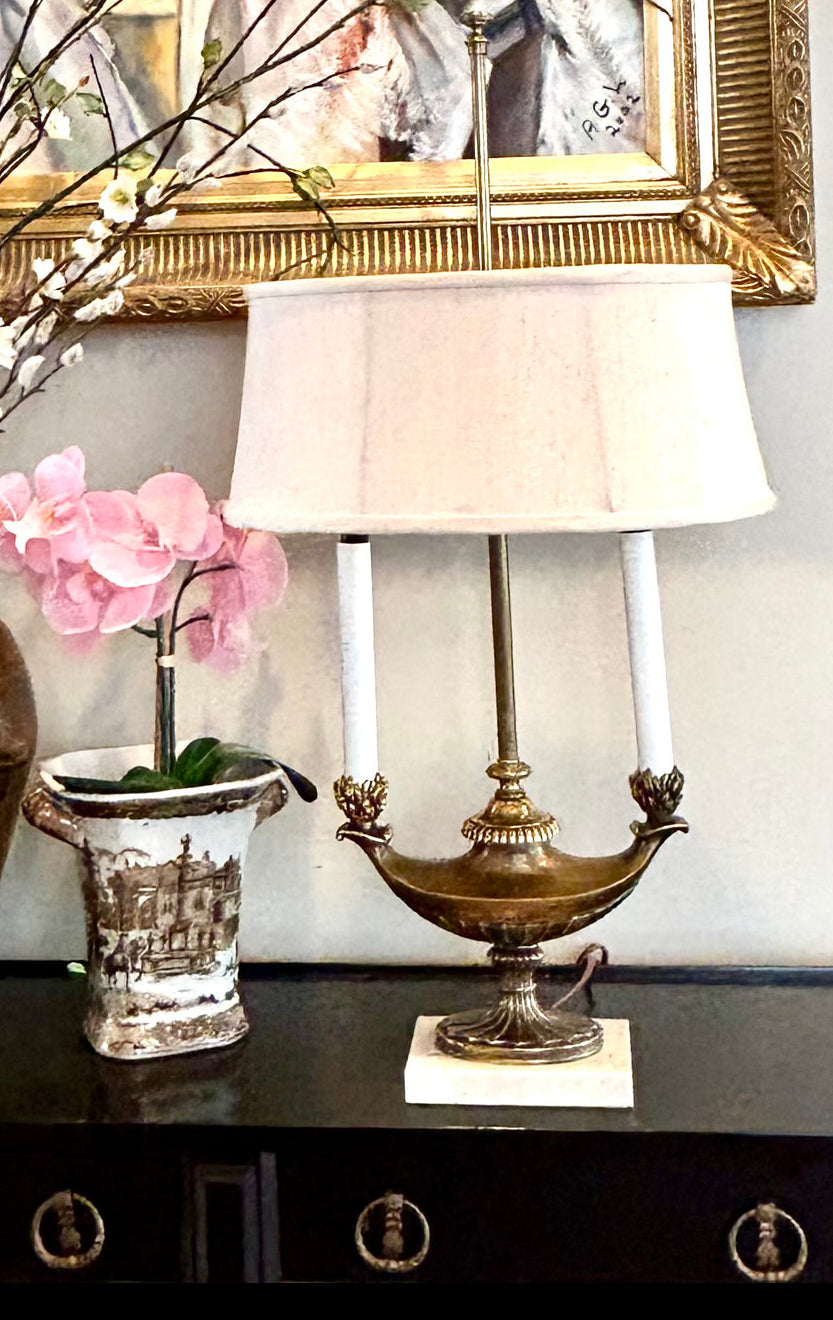 Rich Vintage brass marble boulette lamp