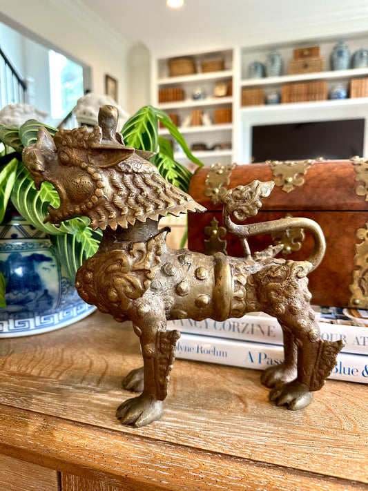 Fabulous Vintage Mid Century Bronze Foo Lion Dog