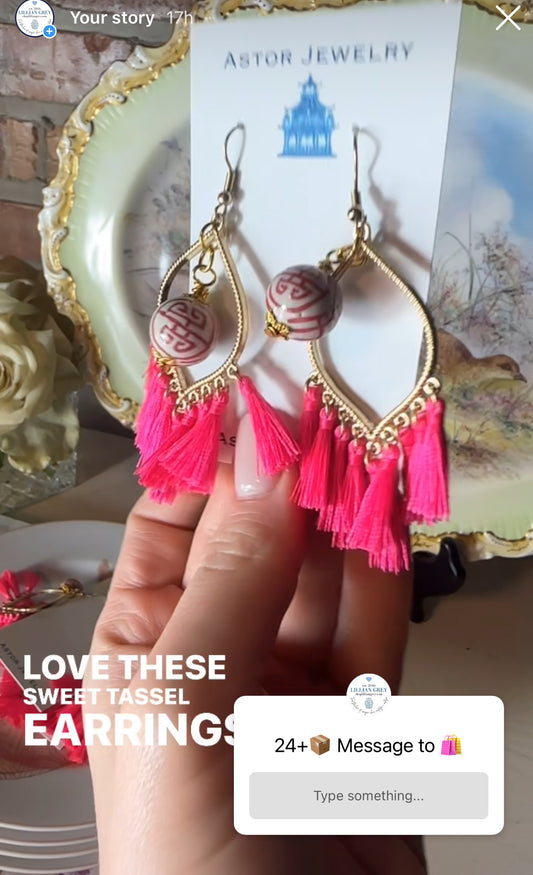 Pink tassel earrings - reserved