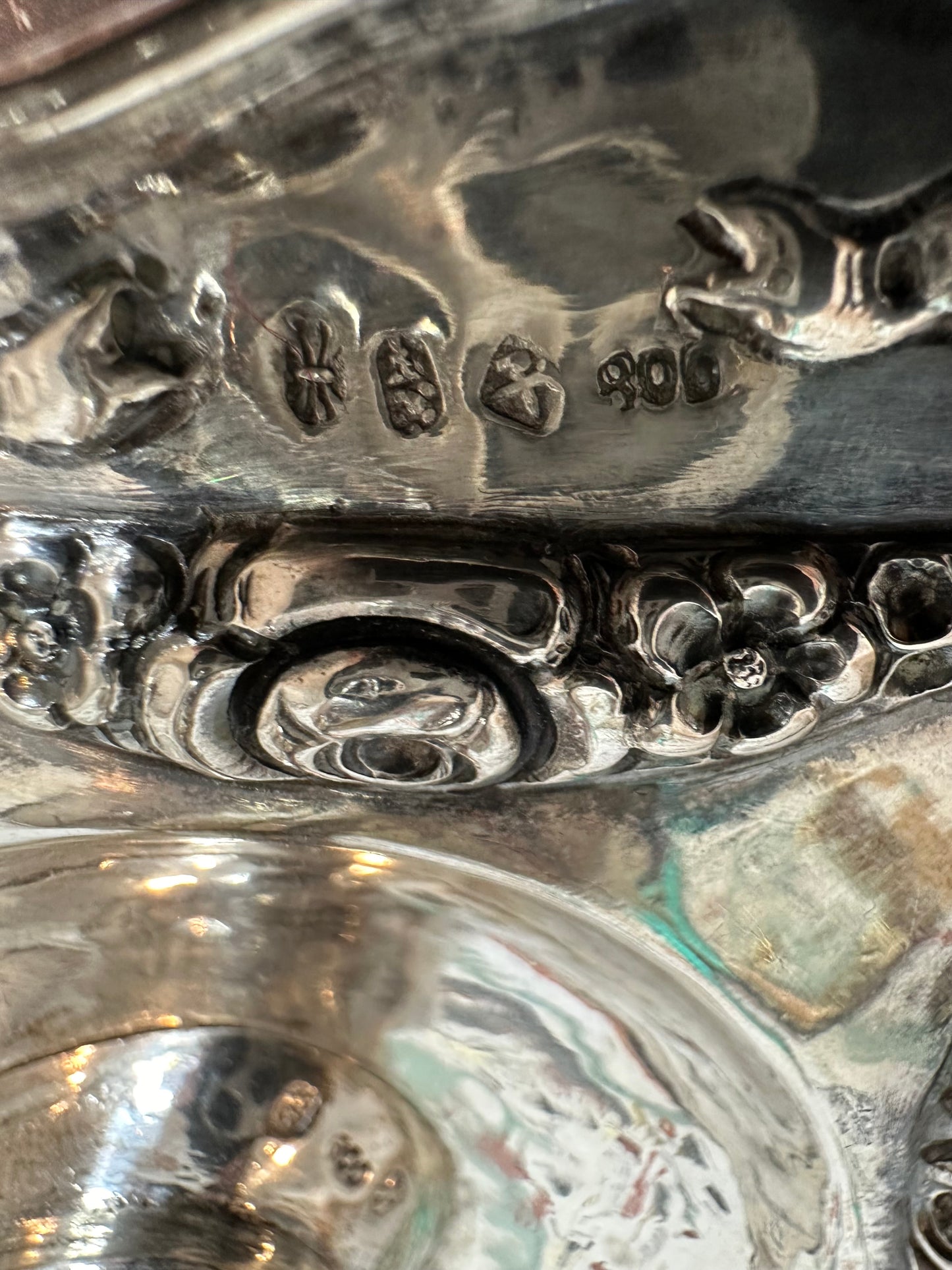 STUNNING! 19th Century Louis XVI Style 800 Silver Repousse Gravy Boat Saucier with Attached Underplate