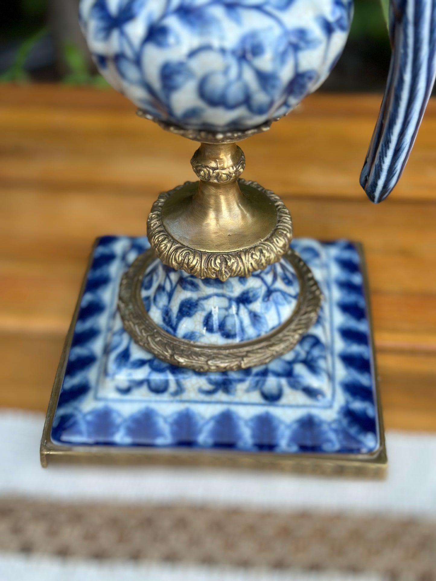 STUNNING- 21” Blue & White Bronze Bird pair Candle holders (2) Pair