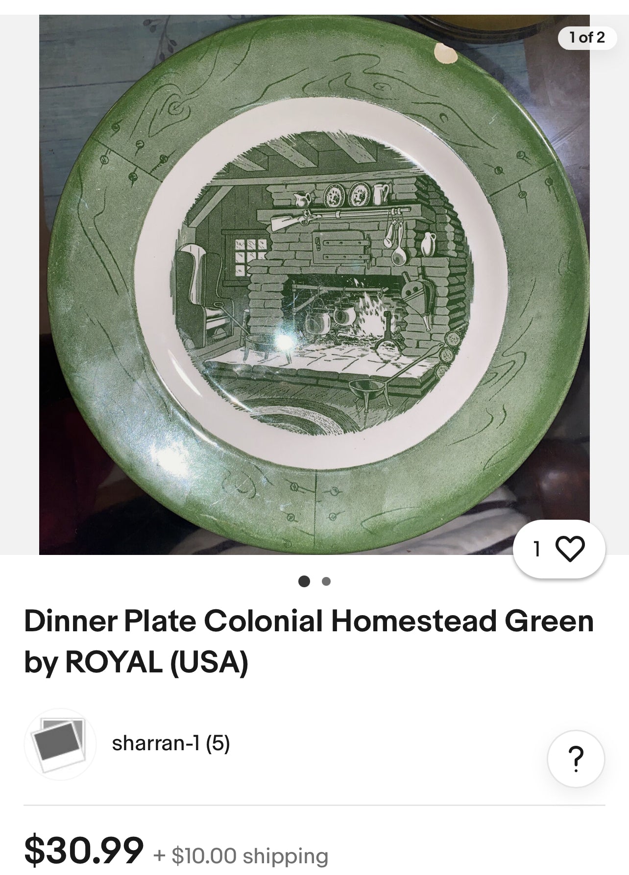 Vintage Set of 7 Colonial Homestead Dinner Plates By Royal