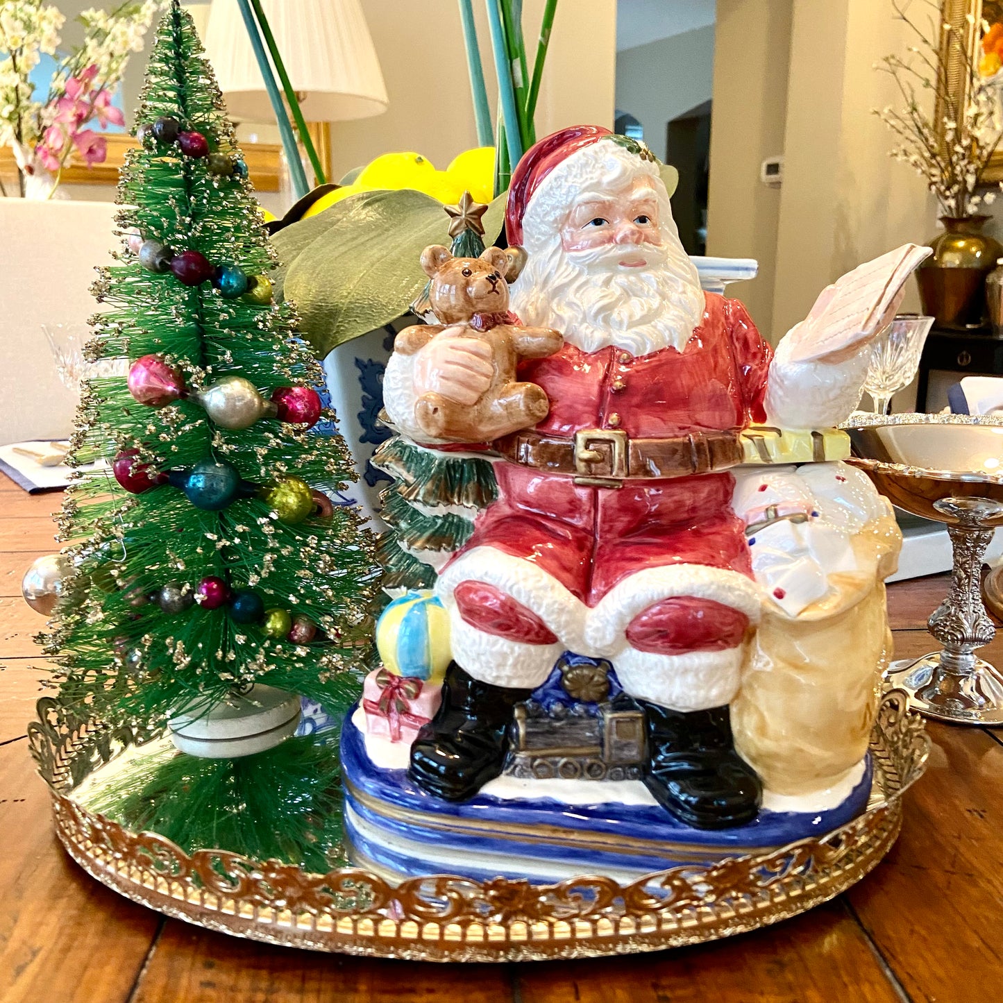 Massive Vintage Christmas Santa Claus hand painted jar decor – Lillian Grey