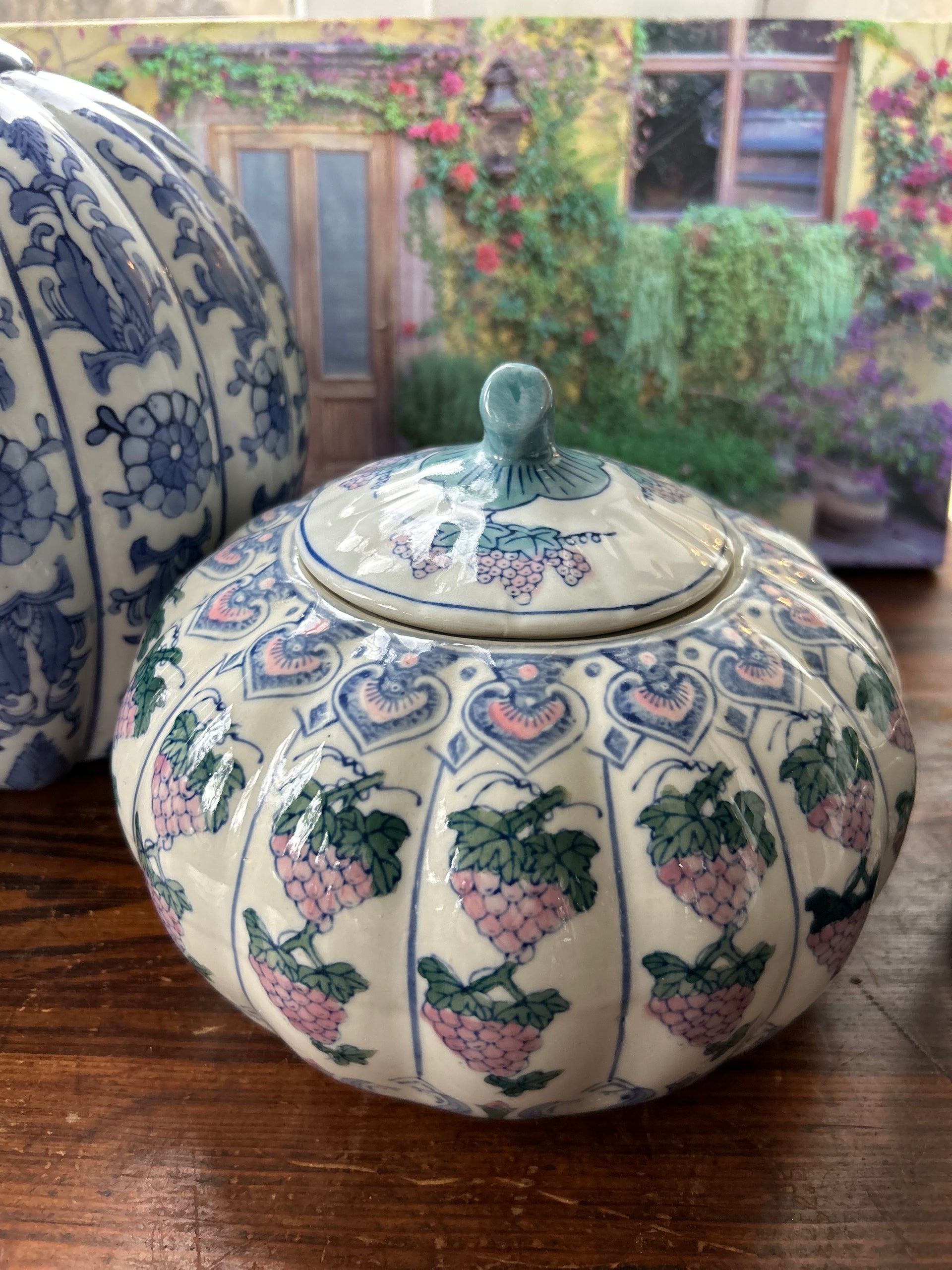 Chinoiserie Ginger Jar Blue and White orders Pumpkin Vintage