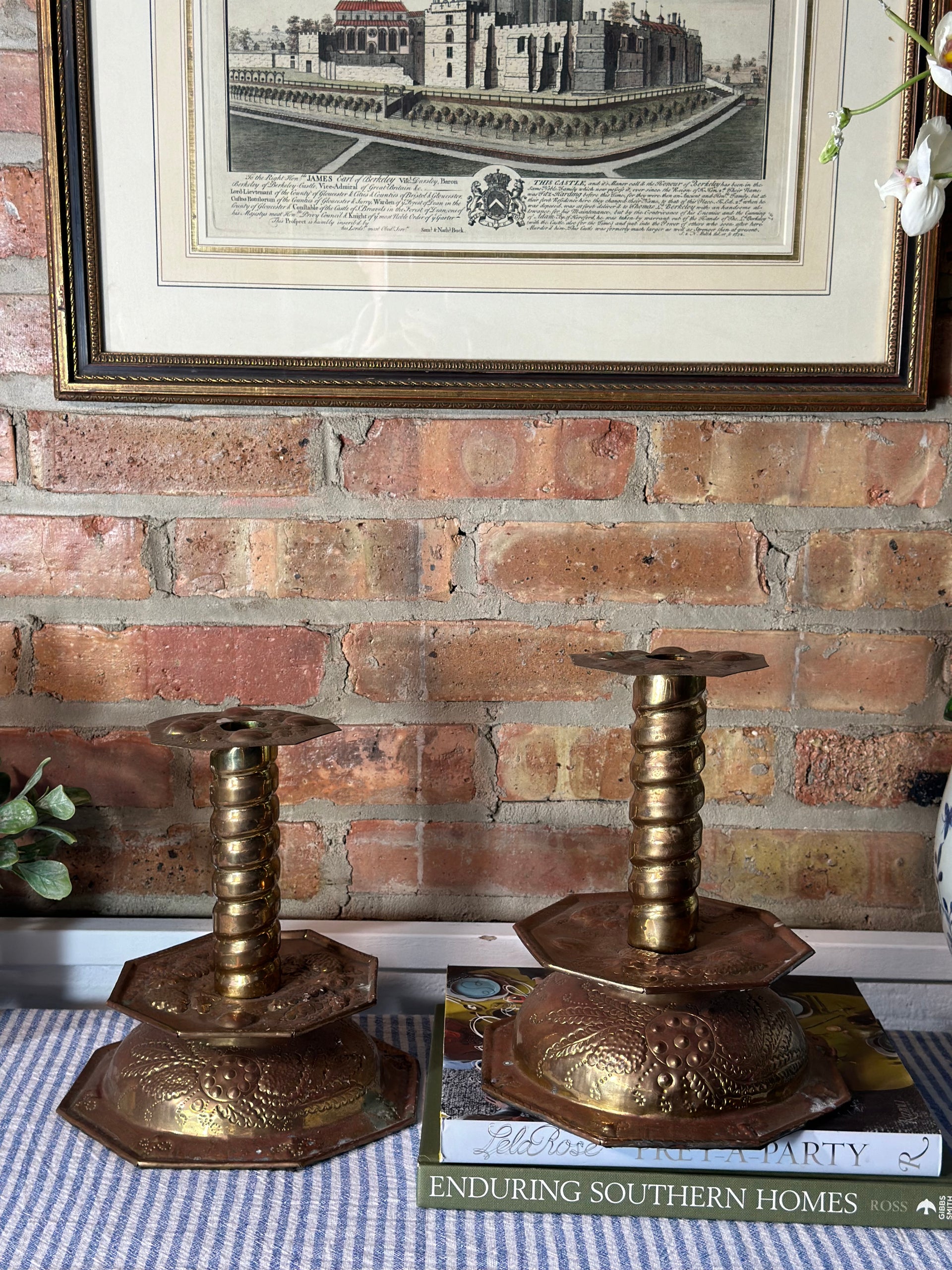 Mottahedeh “Dutch Reproduction” Brass Repousse Candlestick Pair (2) - –  Lillian Grey