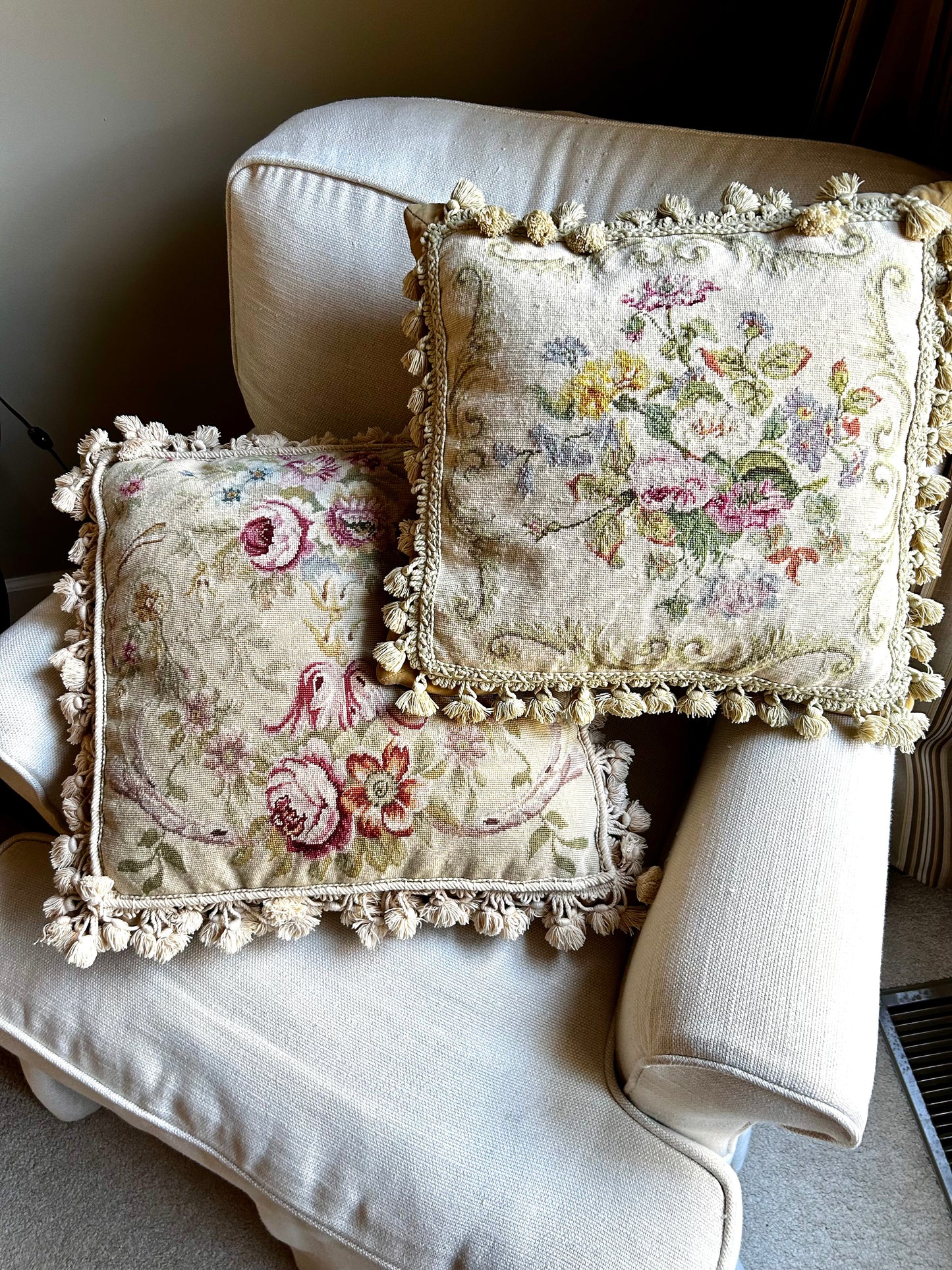 Beautiful large oversized custom needlepoint pillow.