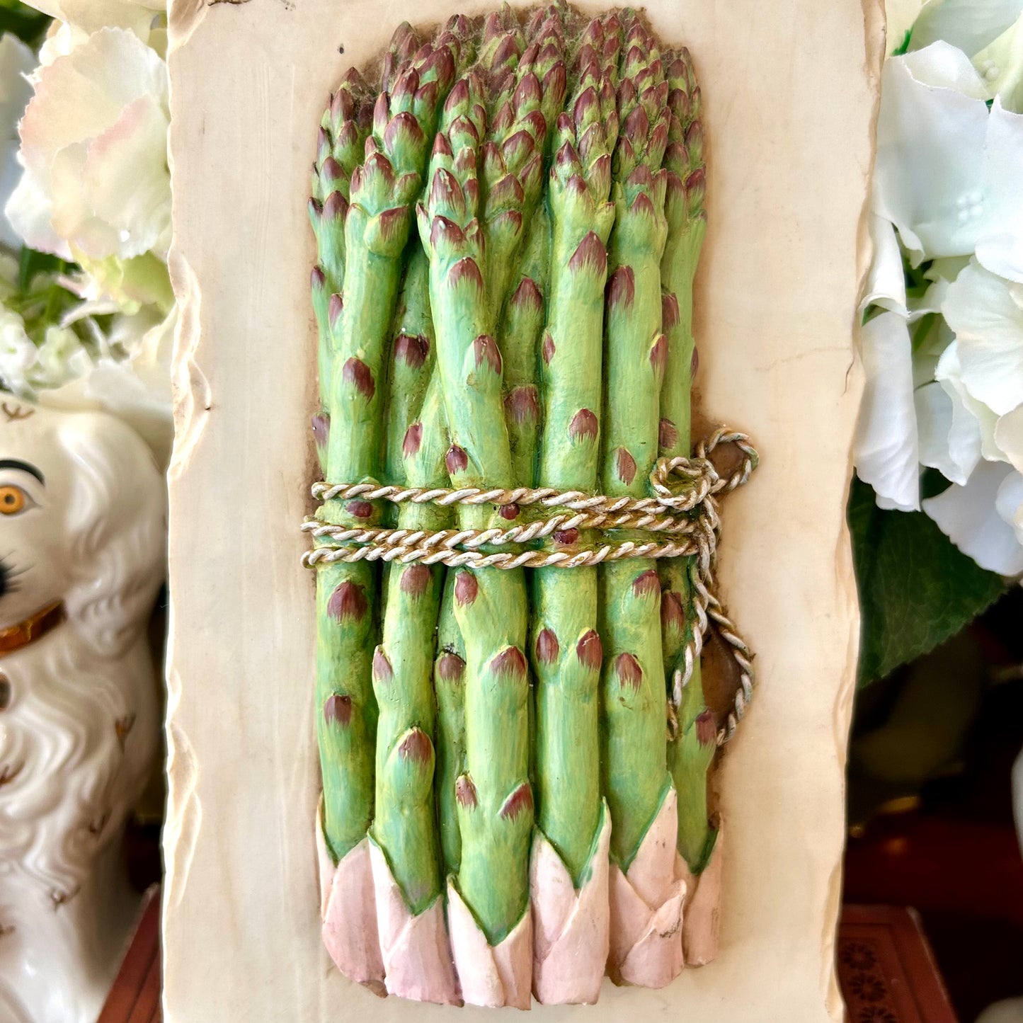 Whimsical hand painted Asparagus wall plaque art