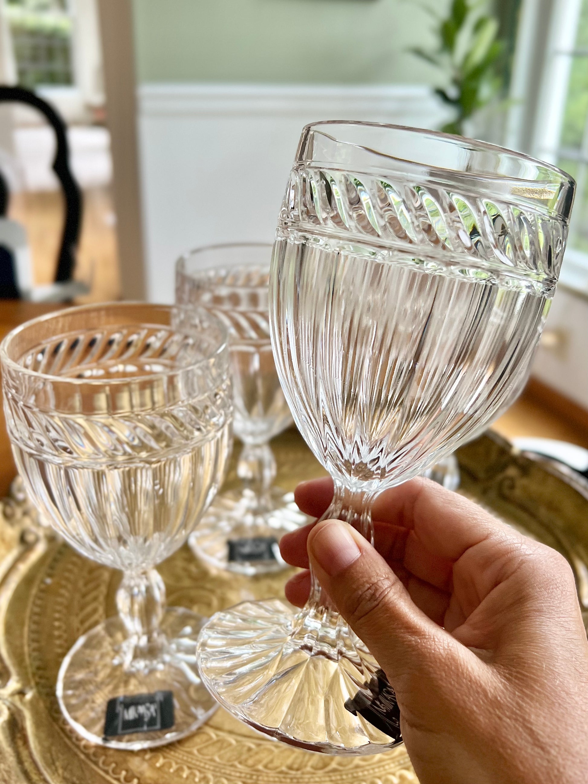 Mikasa Crystal Set of 4 Water Goblets or Large Wine Glass 