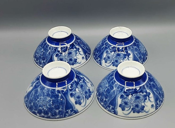 Vintage Japanese Blue newest & White Vintage Rice Bowl Set.