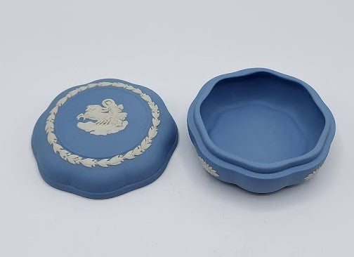 Wedgwood Jasper, blue trinket dish, bean box, #2499