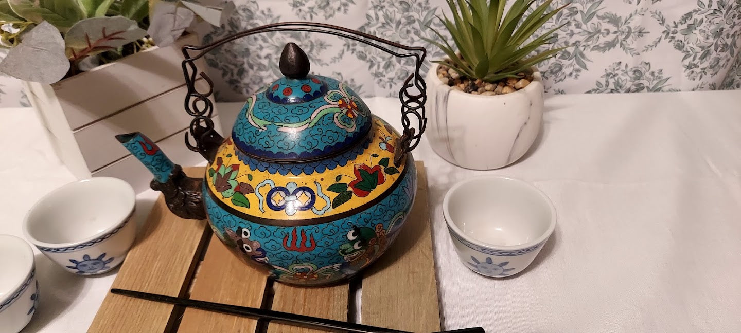 Chinese Cloisonne Enamel Teapot, very rare find