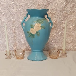 Large Blue Weller Double Handled Vase, Its gorgeous!