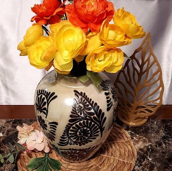 Large Beige and Brown Vase