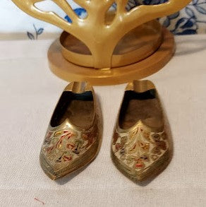 Etched Brass Slipper Ashtrays, set of 2, made in India