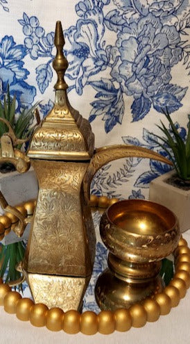 Vintage Brass Arabic Tea pot or Coffee Pot with small Bowl – Lillian Grey