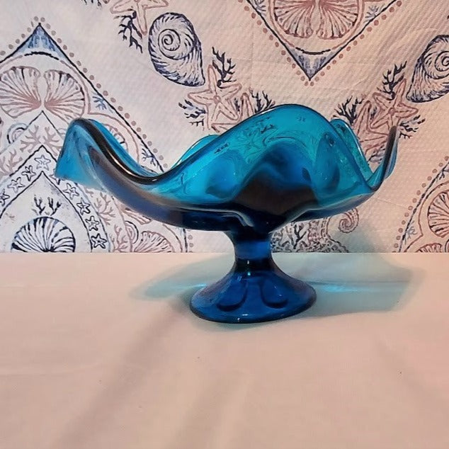 Vintage cheapest Mid Century Blue Viking Glass Bowl