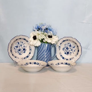 FW Woolworth Co. Cobalt Blue & White Floral 8" Cereal/Small Serving Bowl - Made in Korea