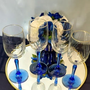 Vintage Cobalt Martini Glasses Set of 4 - Excellent Condition