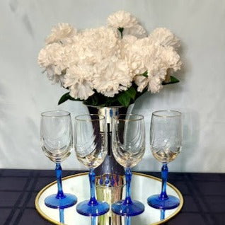 Lenox Cobalt Blue stem wine glasses, set of 4