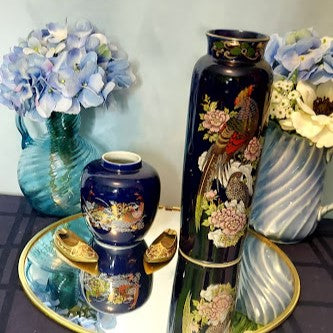 Kutani Blue Ginger Jar Japanese outlets Porcelain