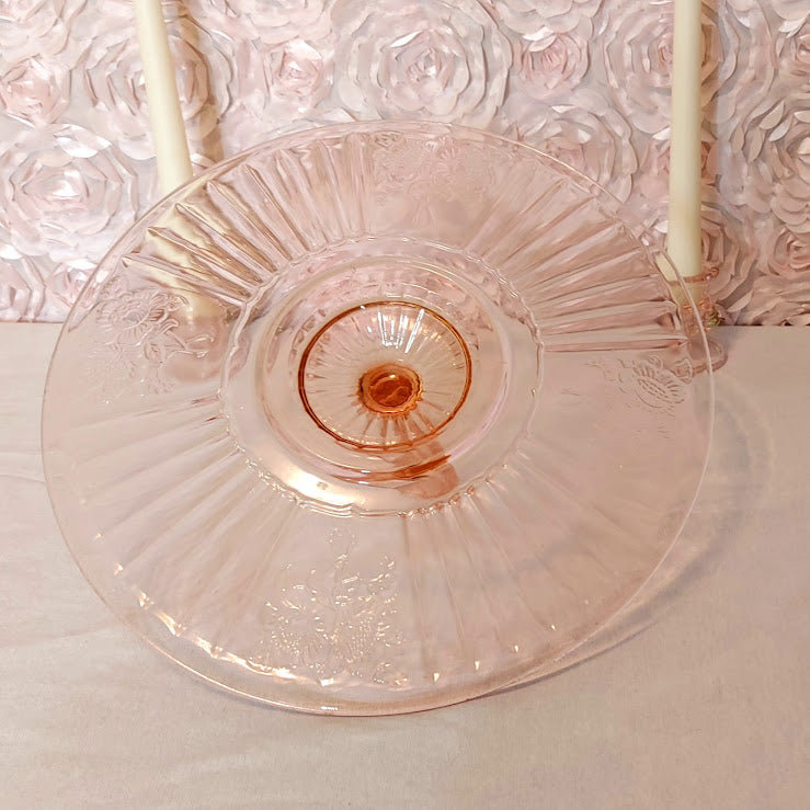 Pink Depression Glass Dessert Platter