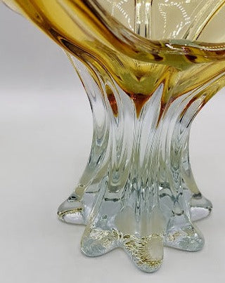 Huge MCM Amber to clear glass vase/compote