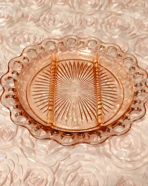 Pink Depression Glass Plate by Anchor Hocking